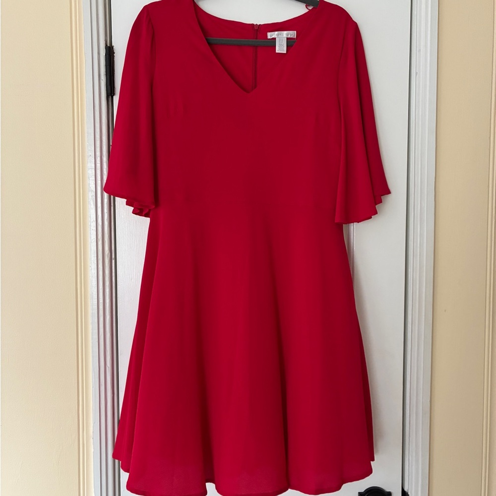Elegant London Times Red V-Neck Dress